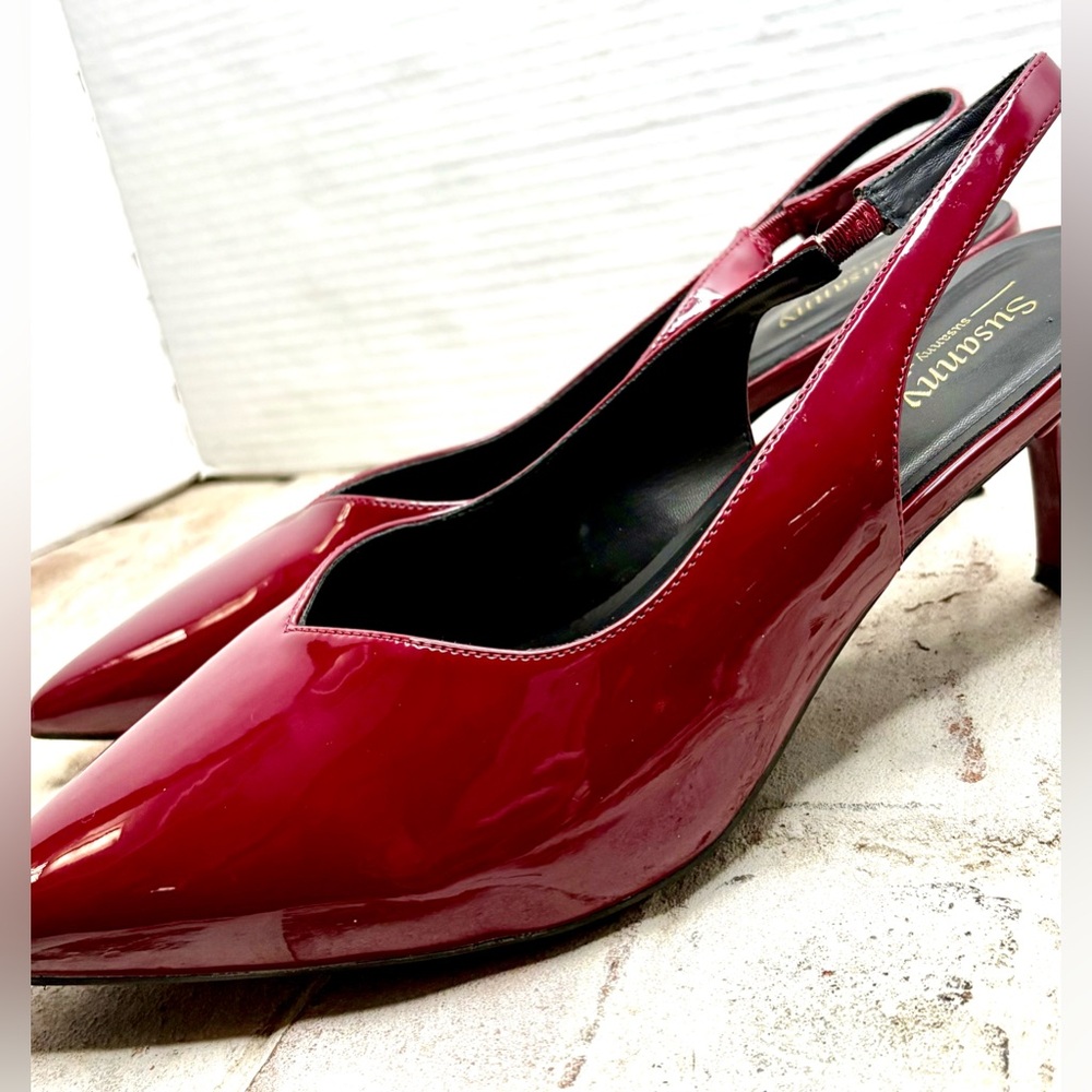 Women’s Susanny Pointed Toe Slingback Kitten Heel Pumps - Burgundy - size 10.5 - Picture 7 of 15
